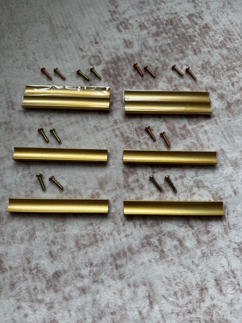 Gold Drawer Pull/Trim Strips with Matching Screws - Set of 8